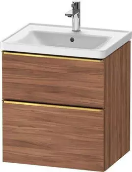 Duravit D-Neo mit 2 Ausz&uuml;gen Griff Gold Poliert 584 x 625 x 452 mm Nussbaum Natur Matt DE4359034790000