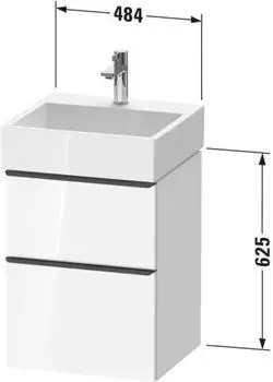 Duravit D-Neo mit 2 Ausz&uuml;gen Griff Chrom Hochglanz 484 x 625 x 442 mm Betongrau Matt DE4370010070000