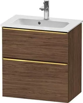 Duravit D-Neo mit 2 Ausz&uuml;gen Griff Gold Poliert 610 x 625 x 372 mm Nussbaum dunkel Matt DE4368034210000