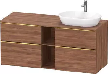 Duravit D-Neo Konsolenwaschtischunterschrank f&uuml;r Becken rechts mit 4 Ausz&uuml;gen und 2 F&auml;chern Griff Gold Poliert 1400 x 644 x 550 mm ... DE4970R34790000