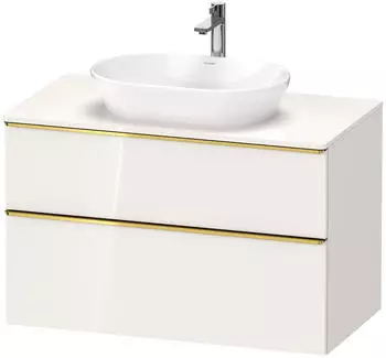 Duravit D-Neo Konsolenwaschtischunterschrank mit 2 Ausz&uuml;gen Griff Gold Poliert 1000 x 644 x 550 mm Wei&szlig; Hochglanz DE4968034220000
