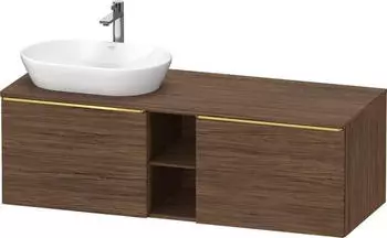 Duravit D-Neo Konsolenwaschtischunterschrank f&uuml;r Becken links mit 2 Ausz&uuml;gen und 2 F&auml;chern Griff Gold Poliert 1400 x 459 x 550 mm -... DE4950L34210000