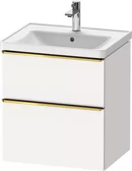 Duravit D-Neo Waschtischunterschrank mit 2 Ausz&uuml;gen Griff Gold Poliert 584 x 625 x 452 mm - Wei&szlig; Matt - DE4359034180000