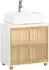 SoBuy BZR125 Waschbeckenunterschrank 2 Türen 60x60x33cm Weiß-Natur (BZR125-W)