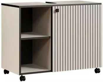 trendteam PureBliss Waschbeckenunterschrank auf Rollen, 2 offene F&auml;cher, Hellgrau, 80x64x42cm (233730131)