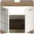 Inn.Furn Willow Waschbeckenunterschrank Weiß Hochglanz und Eiche 60cm (GE70123-01)