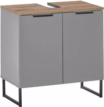 Basic By Balculina Denver Waschbeckenunterschrank grau matt, Evoke Eiche, 60x60x35cm