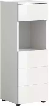 xonox.home Vira Badezimmer-Standschrank Wei&szlig; Hochglanz 38x106x34cm