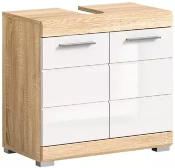 xonox.home Lambada Waschbeckenunterschrank 60x56x34cm Sonoma-Eiche/weiß (X06F1705)