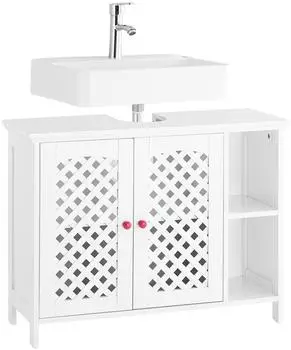 SoBuy Waschbeckenunterschrank 2 T&uuml;ren offenes Regal Wei&szlig; 80x31,5x60,5cm (BZR210-W)