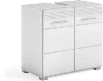 xonox.home Linus Waschbeckenunterschrank Wei&szlig; Hochglanz 60x56x34cm (Linus)