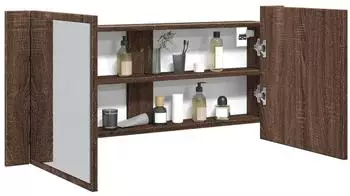vidaXL LED-Spiegelschrank Braun Eichen-Optik 100x12x45cm (834961)