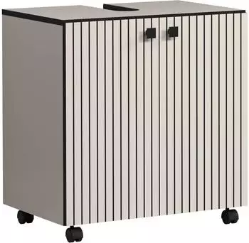 trendteam PureBliss Waschbeckenunterschrank mit Rollen, Hellgrau, 60x64x42cm (233730331)