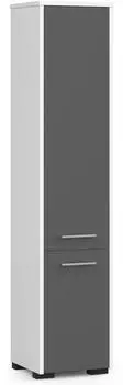 Akord Furniture Factory FIN 2D Badezimmer-Hochschrank, 2 T&uuml;ren, wei&szlig;/graphitgrau, 30x140x30cm