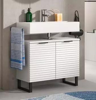xonox.home Riff Waschbeckenunterschrank 2 T&uuml;ren, wei&szlig;, 70x59x34cm (X57A9707)