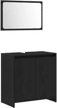 vidaXL Badezimmerspiegelschrank mit T&uuml;r, schwarz, Eichen-Optik, 60x33x60cm (862509)