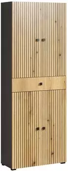 trendteam PureBliss Hochschrank anthrazit/Eiche Rillenoptik 70x186x31cm (233710384)