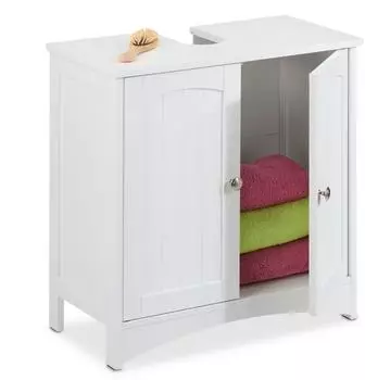 Relaxdays Waschbeckenunterschrank 2 T&uuml;ren MDF wei&szlig; 60x60x31cm (10049753)