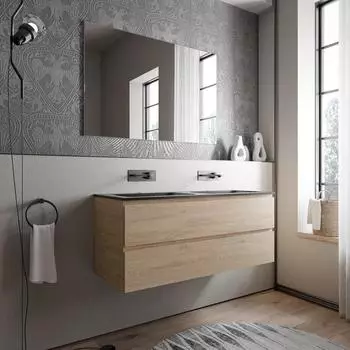 Bernstein AVA BRUXELLES Waschtischunterschrank 120cm Mineralguss-Doppelwaschbecken Eiche Honiggold (AVA BRUXELLES)