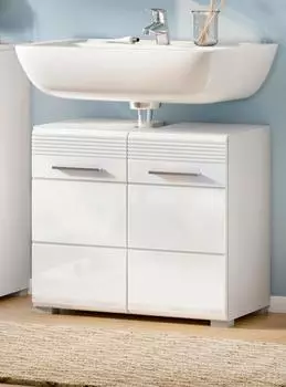 Inn.Furn Leon Waschbeckenunterschrank 2-t&uuml;rig, Wei&szlig; Hochglanz, 60cm