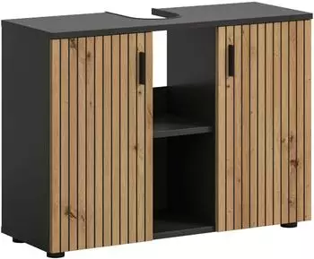 xonox.home Mone Waschbeckenunterschrank 2 T&uuml;ren Basalt Nachbildung 80x59x30cm (X7EE1708)