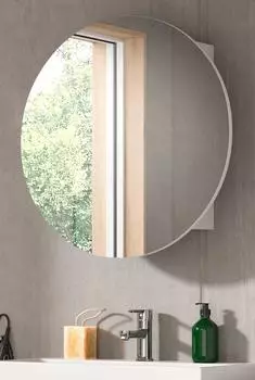 Inn.Furn Roove Spiegelschrank rund, wei&szlig;, Soft-Close, 70cm