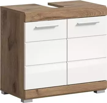 xonox.home Wave Waschbeckenunterschrank Nox Oak Nachbildung, wei&szlig; hochglanz (X06E4705)