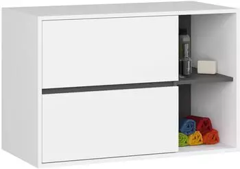 Akord Furniture Factory VAMI Hängender Waschbeckenunterschrank 2 Schubladen Weiß/Graphitgrau 90x60x45,5cm (WASCHVAMIW902SZ2PWEIGRAPK)