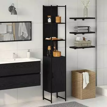 vidaXL Badezimmerschrank Schwarz Eichen-Optik 33x33x185,5cm (862240)
