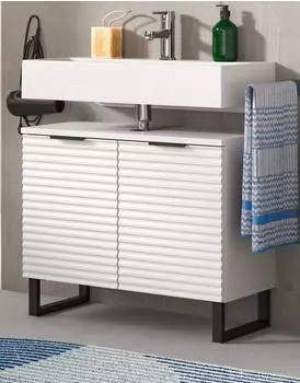 Inn.Furn Roove Waschbeckenunterschrank 70cm, 3D-Struktur, Soft-Close, wei&szlig;