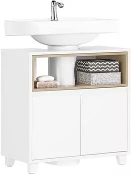 SoBuy Waschbeckenunterschrank mit 2 T&uuml;ren, wei&szlig; (BZR148-W)