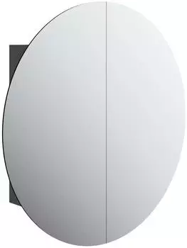 vidaXL Badezimmerschrank mit rundem Spiegel & LED, schwarz, 54x54x17,5cm (345588)