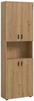 Ebuy24 Mone Hochschrank Bad 4 T&uuml;ren, 1 Regal Eiche Dekor.