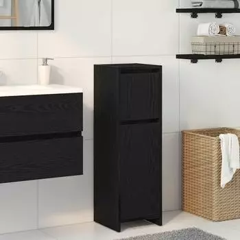 vidaXL Badschrank mit T&uuml;r schwarz Eichen-Optik 30x30x95cm (862504)