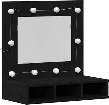 vidaXL Spiegelschrank mit Regal Schwarz-Eichen-Optik 60x31,5x62cm (873882)