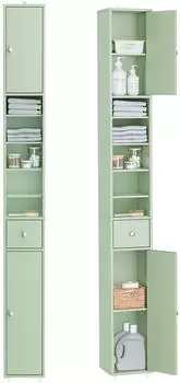 SoBuy Badezimmer-Hochschrank schmal, hellgr&uuml;n, 20x180x20cm (BZR34-II-GR)