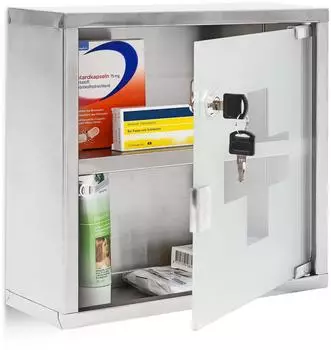 Koopman Medizinschrank Edelstahl/Glas, wandmontiert, abschlie&szlig;bar, 30x12x30cm (C80294620)