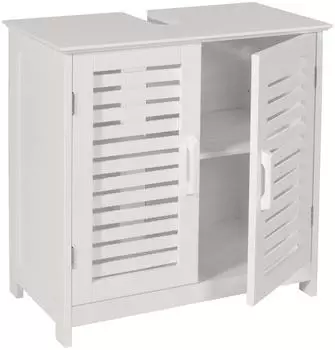 MCW MCW-B41 Waschbeckenunterschrank Bambus MDF, wei&szlig;, 60x60x30cm (800000678124)