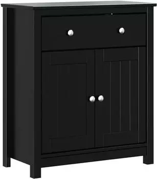 vidaXL BERG Badschrank 69,5x34x80cm Massivholz Kiefer, schwarz (358543)