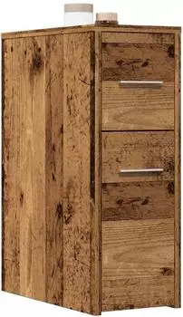 vidaXL Badschrank schmal mit Rollen, Holzwerkstoff, Altholz-Optik (855284)
