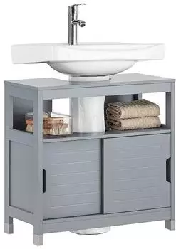 SoBuy Waschbeckenunterschrank 2 T&uuml;ren Holzwerkstoff Grau 60x60x30cm (FRG128-II-SG)