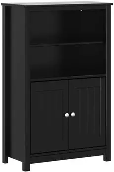 vidaXL BERG Badschrank schwarz 69,5x34x110 cm Massivholz Kiefer (358547)