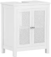 Sobuy - Bzr35-w Waschbeckenunterschrank Mit Gitteroptik-t&uuml;ren Badschrank Waschtisch