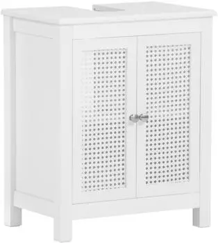 SoBuy Waschbeckenunterschrank 2 T&uuml;ren Gitteroptik 50x60x33cm Wei&szlig; (BZR35-W)