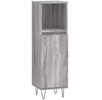 vidaXL Badezimmerschrank Holzwerkstoff Grau Sonoma 30x30x100cm (831562)