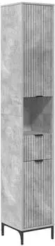 vidaXL Badezimmerhochschrank betongrau 31,5x33x190cm, 1 Schublade, 2 T&uuml;ren (883407)