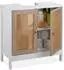 Relaxdays Waschbeckenunterschrank MDF, Rattan-Türen, weiß/natur, 60x61,5x30cm (10035343)