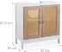 Relaxdays Waschbeckenunterschrank MDF, Rattan-Türen, weiß/natur, 60x61,5x30cm (10035343)