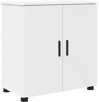 vidaXL Badezimmerschrank mit T&uuml;r Wei&szlig; 61x35x64cm Holzwerkstoff & Metall (883284)