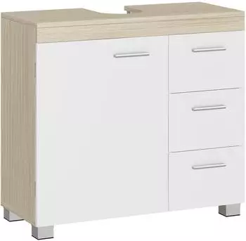 Vasagle Waschbeckenunterschrank Wei&szlig;-Eiche 70x30x64cm